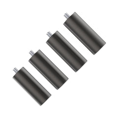 Four identical black cylindrical metal legs with threaded screws on top are arranged diagonally from left to right against a white background, demonstrating the precision versatile engraving possible with CrealityFalcon Extra Risers -4 Packs for Falcon2 Engraver Series. Four identical black cylindrical metal legs with threaded screws on top are arranged diagonally from left to right against a white background, demonstrating the precision versatile engraving possible with CrealityFalcon Extra Risers -4 Packs for Falcon2 Engraver Series.
