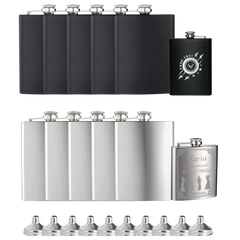 10pcs 8oz Stainless Steel Hip Flasks/Flachmann with 10pcs Funnels