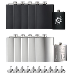 10pcs 8oz Stainless Steel Hip Flasks/Flachmann with 10pcs Funnels