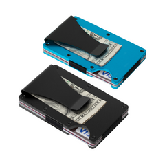 Men's Slim Metal Wallets - RFID Blocking Money Clip & Card Holder - 2 Packs