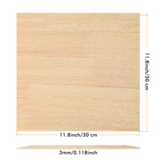 Rubberwood Spliced Plywood 1/8" x 11.8" x 11.8" for Laser Engraving and Cutting - 6pcs