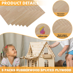 Rubberwood Spliced Plywood 1/8" x 11.8" x 11.8" for Laser Engraving and Cutting - 6pcs