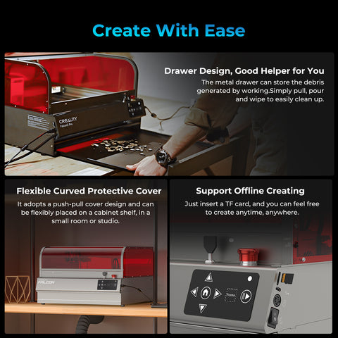 Falcon2 Pro S 22W Enclosed Laser Cutter and Engraver Bundle - Basic Kits for Wood Engraving
