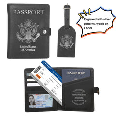 Custom Leather Passport Holder and Luggage Tag Set 2