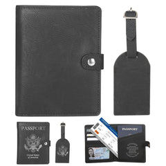 Custom Leather Passport Holder and Luggage Tag Set