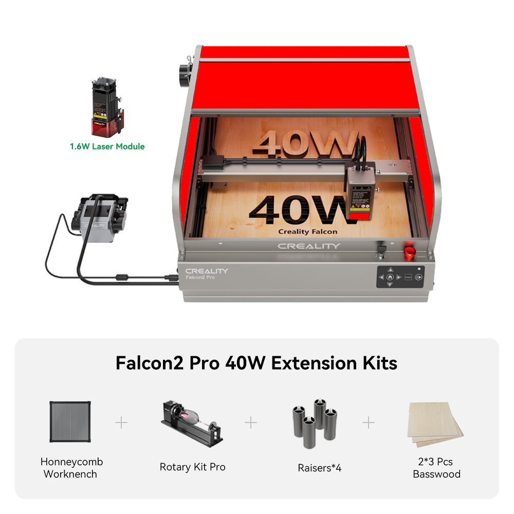 Falcon2 Pro 40W Enclosed Laser Engraver and Cutter Master Engraving Bundle