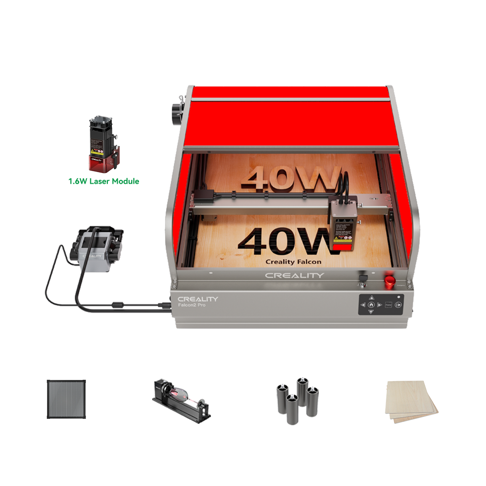 Falcon2 Pro 40W Enclosed Laser Engraver and Cutter Master Engraving Bundle