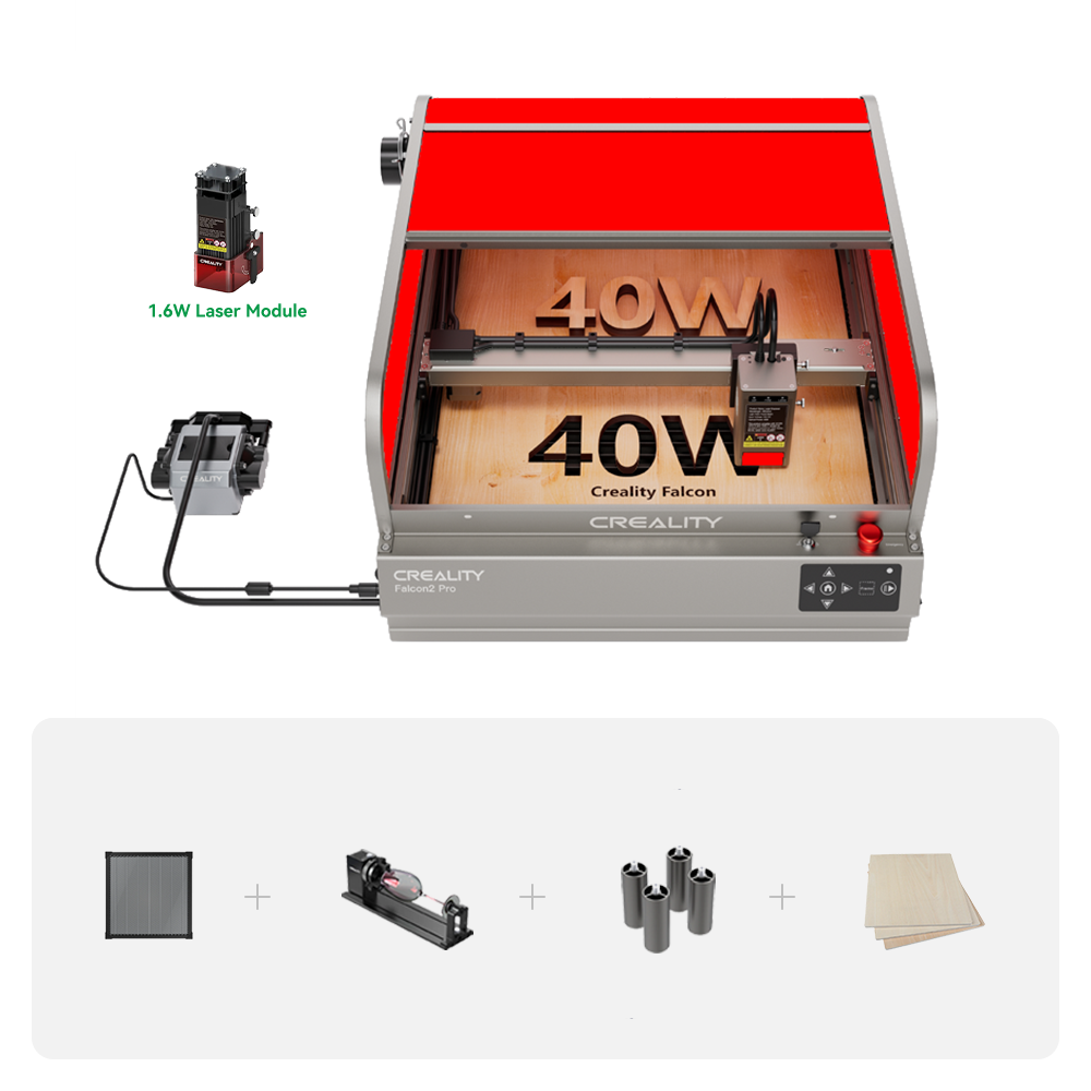 Falcon2 Pro 40W Enclosed Laser Engraver and Cutter Master Engraving Bundle