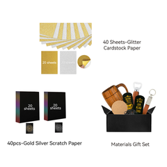 Mater Complete Crafting Bundle: Men's Birthday Gift Set, Gold Silver Scratch Paper 40pcs and Gold and Silver Self-Adhesive Glitter Cardstock Paper A4 40 Sheets