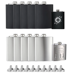 10pcs 8oz Stainless Steel Hip Flasks/Flachmann with 10pcs Funnels