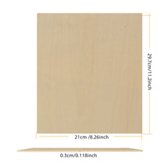 Thickness Basswood Plywood 8.27x11.7x0.12" for Laser Engraving - Pack of 10pcs