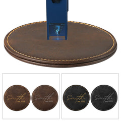 Personalized Brown Leather Coasters and Holder 4" for Laser Engraving - 6pcs