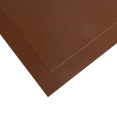 Two large, overlapping sheets of dark brown medium density fiberboard are shown against a plain white background, positioned at an angle. The edges of the sheets are clean and sharp, with the top sheet slightly offset to reveal the edge of the bottom sheet—a perfect setup for DIY enthusiasts using laser cutting CNC techniques with CrealityFalcon's Brown Unfinished Wood 12"*12"*1/8" 6pcs for Falcon Laser Engraving CNC Cutting DIY Projects.