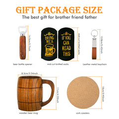 Men's Birthday Gift Set: Beer Opener, Coaster, Wood Mug, Keychain, Socks for Laser Engraving