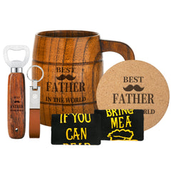 Men's Birthday Gift Set: Beer Opener, Coaster, Wood Mug, Keychain, Socks for Laser Engraving