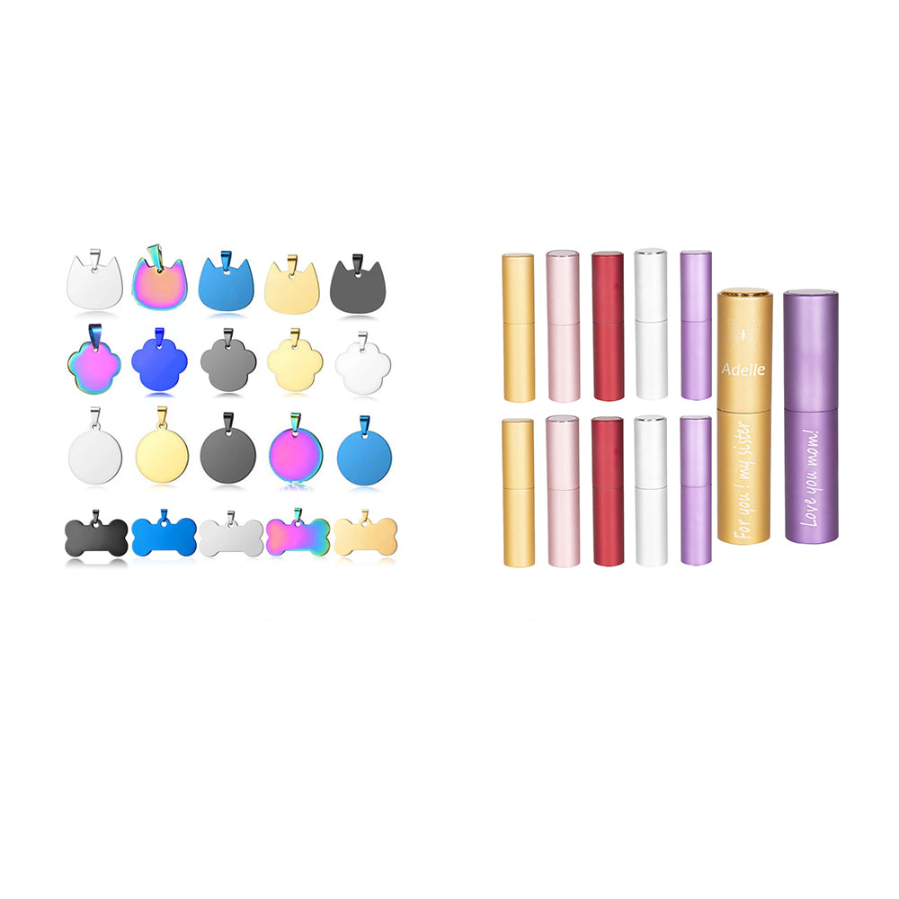 Crafting Bundle: Titanium Steel Pet Tags 20pcs and 8ml Atomizer Perfume Bottle 10pcs