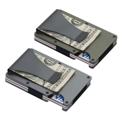 Men's Slim Metal Wallets - RFID Blocking Money Clip & Card Holder - 2 Packs