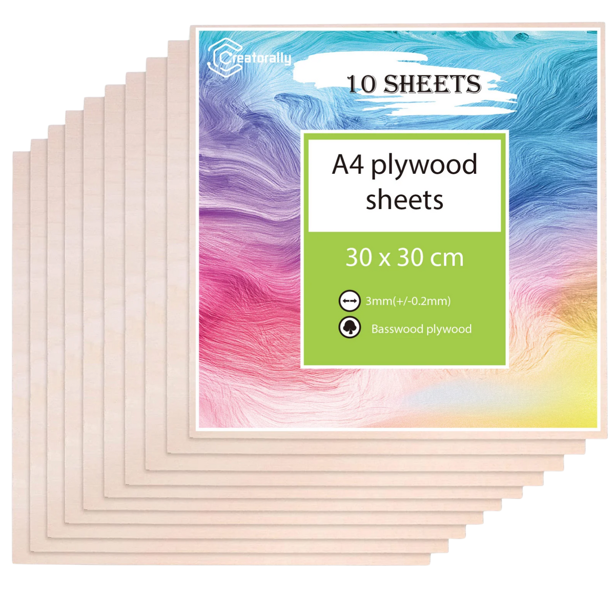 Plywood Sheets 11.8*11.8*1/8” A4 for Laser Engraving and Cutting - Pack of 10pcs