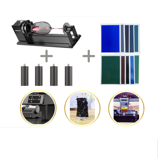 Falcon Rotary Kit Pro with Risers(4Packs), Carved Colored Paper Bundle - for Glass Cup Engraving 1000