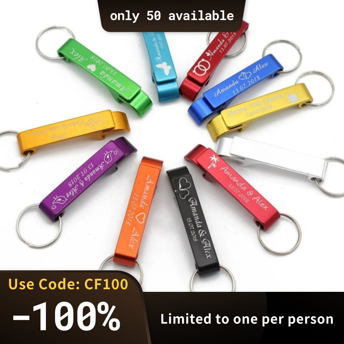 Bottle Opener Keychains Multicolor - 16PCS